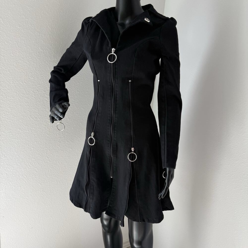 Jawbreaker Womens S Black Gothic Zip Coat Jacket Dress Ring Zippers Flared Punk